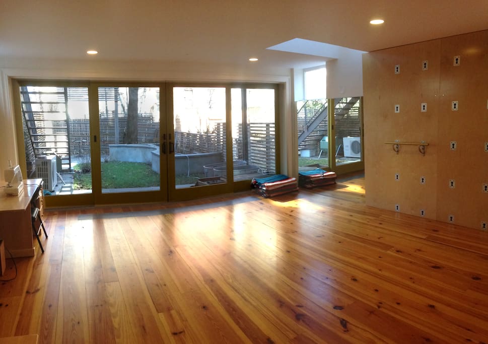 Yoga studio with access to garden.