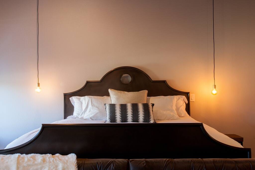Luxurious king sized feather bed.
