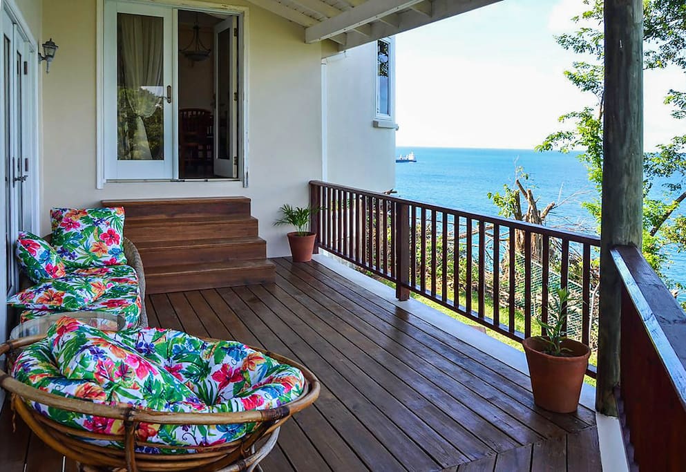 the patio overlooking the sea