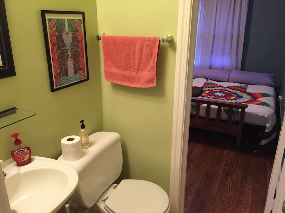 private 1/2 bath off of guest room