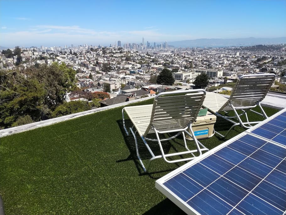 Step out on your private roof-top for a spectacular panorama of downtown San Francisco and the bay and smoke anything you like