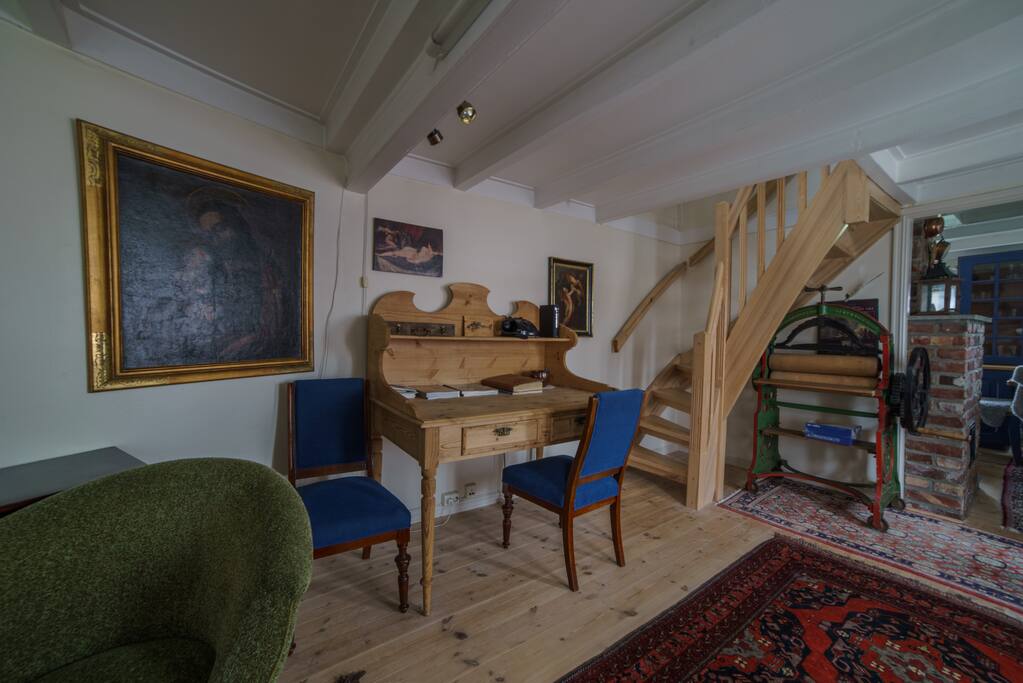 Second floor stairs with bedroom and hallway.
