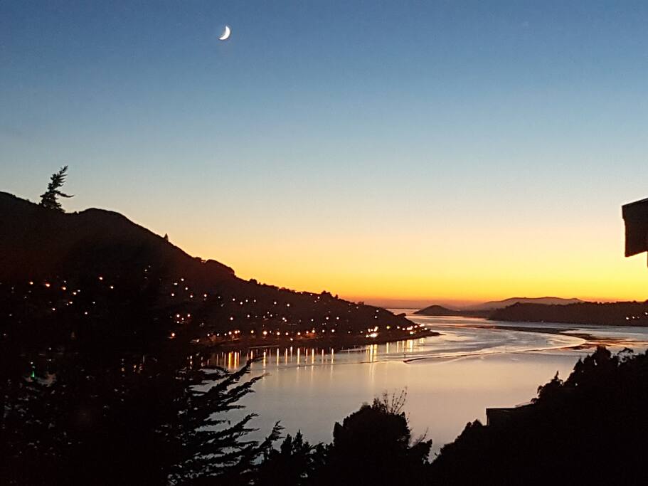 Sunrise with moonlight