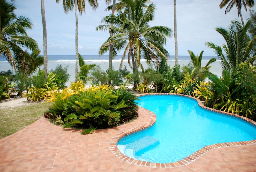 View of the pool from the veranda