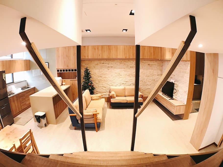 客廳,鳥瞰圖。the eagle view of living room.