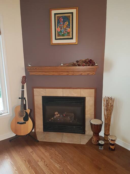 Turn on the fireplace to set the mood and keep you warm.