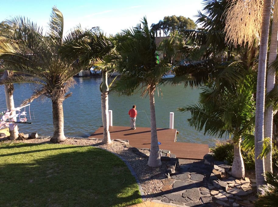 Fishing from the wharf for dinner