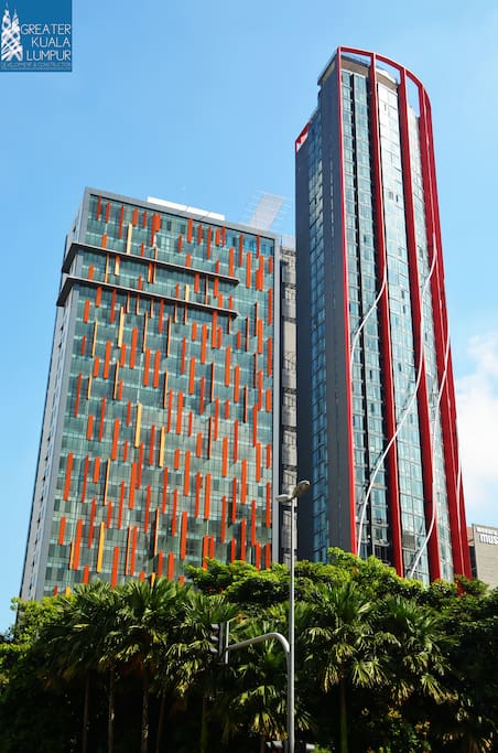 Left hand side is Qliq Hotel, Right hand side is our studio building