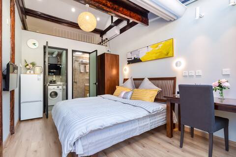 （二）南锣鼓巷老北京四合院艺术美宅【地暖/空调/阳光顶/独卫/独立厨房洗衣机/乳胶床垫24小时热水】