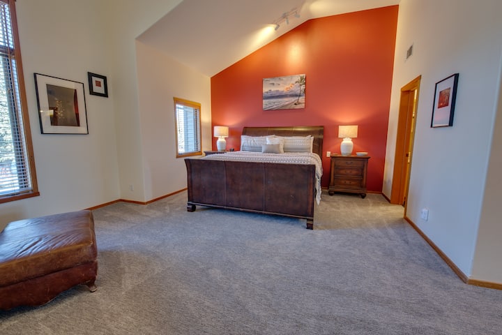 Large master bedroom upstairs off living area.