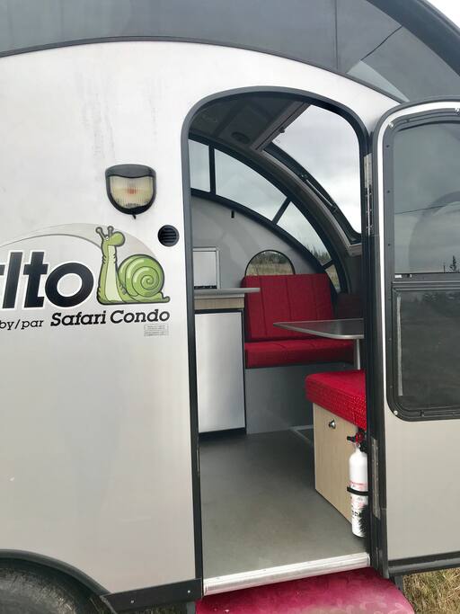 Welcome to the Alto- your very private cocoon-like tiny home! Prepare to be impressed by its versatility, ingenuity, fine design, and quality materials and engineering. The patented Alto camper is the brainchild of a Canadian camping enthusiast from Quebec (who just happens to be an aeronautical engineer). Each Alto is custom made by Safari Condo in St. Nicolas PQ; ours, a 2016 retractable roof model, is #608 from the factory!