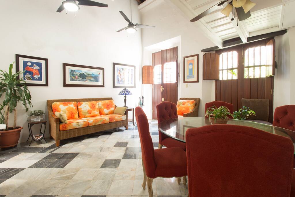 Living room looking towards entrance door.