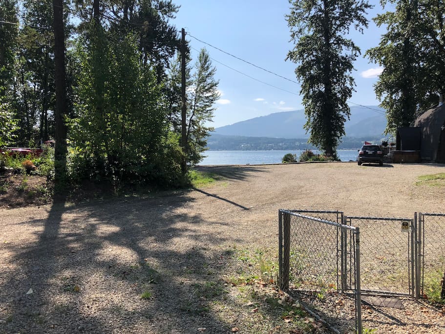 Looking out from pet friendly RV pad. Guest provide their own Trailer, Camper or RV.