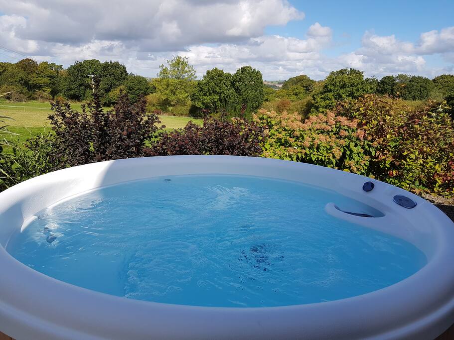 The view over surrounding countryside from the hot tub.