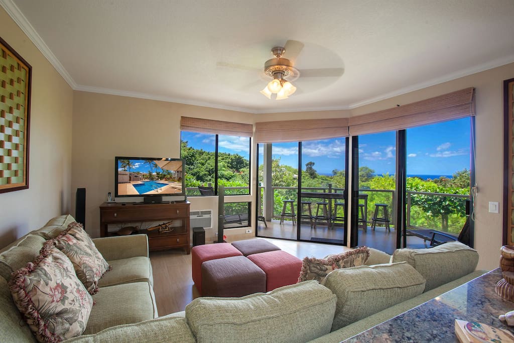 Views out the lanai from the family room.
