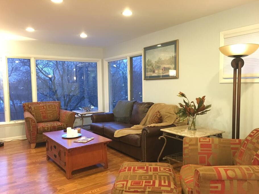 Comfortable club chairs and queen pull out sofa