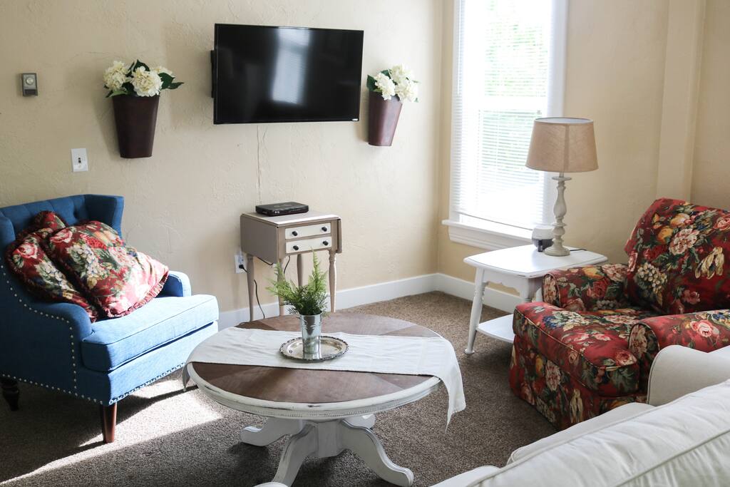 A flat screen television with DISH and Netflix awaits you after exploring the outdoors.