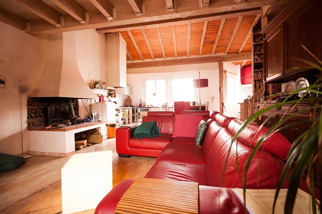 The living room and the kitchen