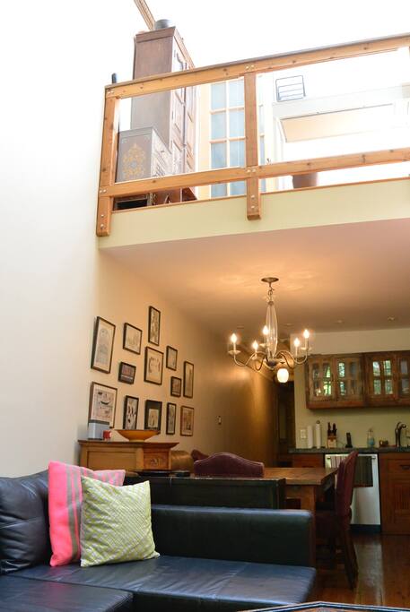 View from living room of office space loft