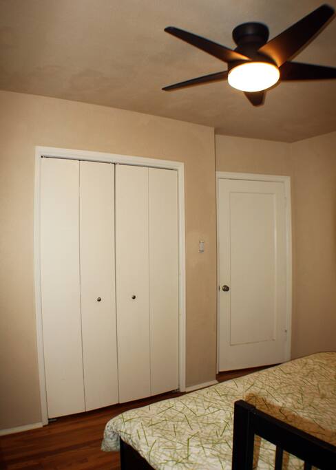 closet and locking door to private bedroom