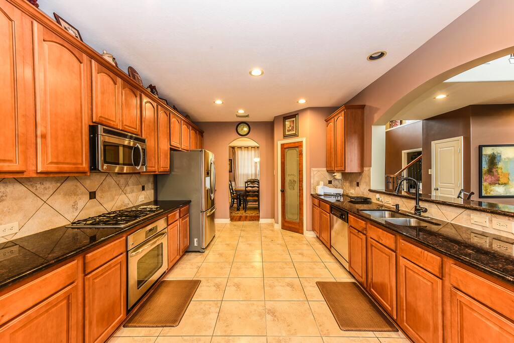 Your kitchen is fully stocked with everything you need...pots, pans, plates, utensils, and complimentary water, coffee, and snacks!