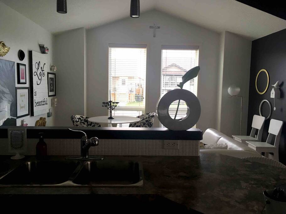Open concept kitchen and living area