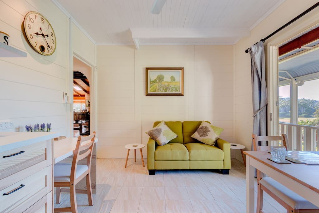 Relax in your lounge area with TV, aircon, ceiling fan, table and chairs