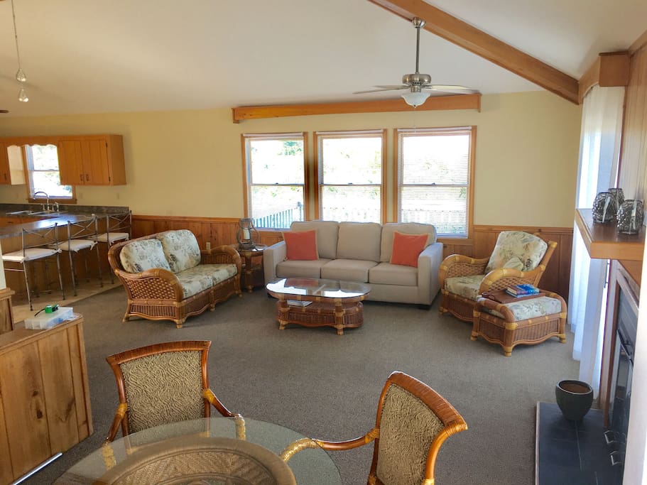 Just relax and enjoy our spacious living areas complete with vaulted ceilings and comfortable furnishings.