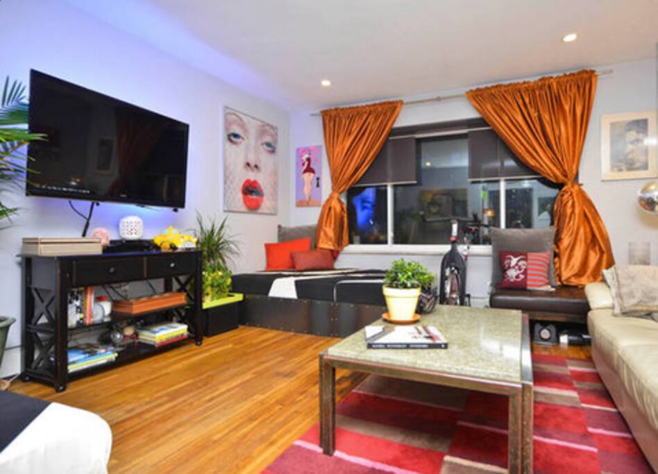 Flat screen TV with DirecTV in lounge area