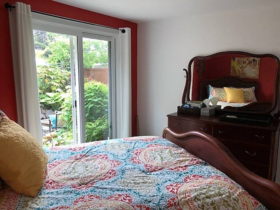 Guest room has private entrance from back patio and private area
