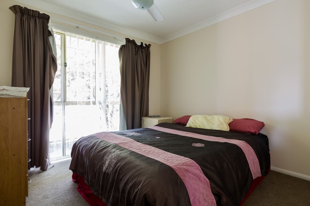 Queen size bed plus private room.