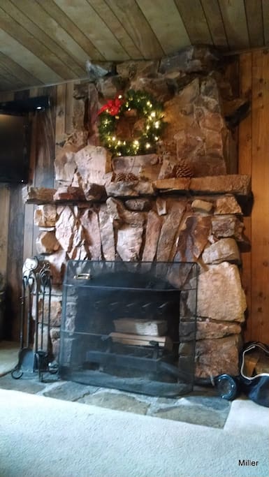 Almost 100 year old natural rock fireplace