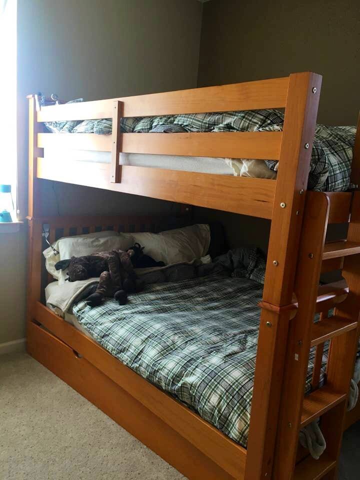 Bedroom w/two full beds (bunk) plus a trundle twin. 