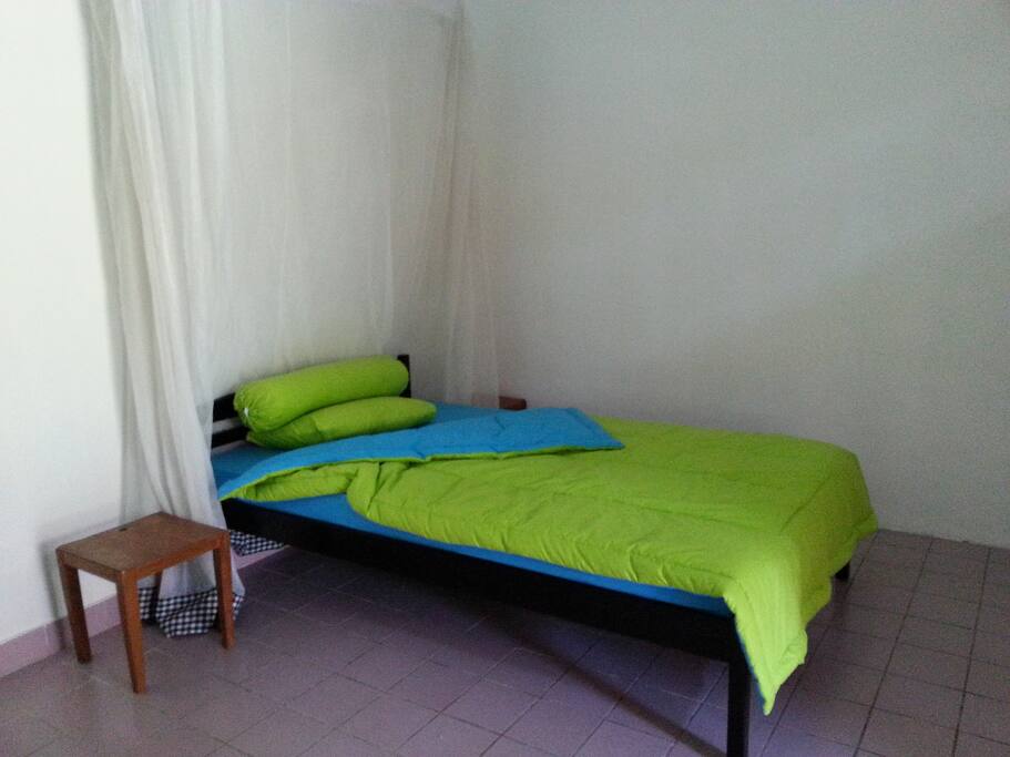 single bedroom with mosquito net