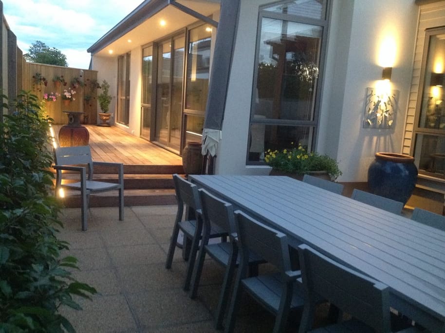 Beautifully landscaped outdoor space.