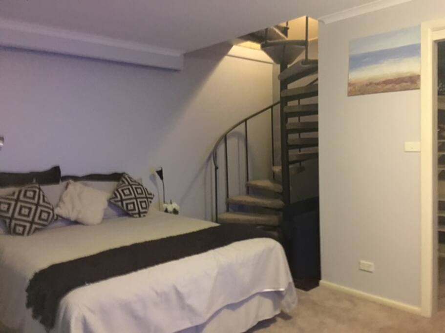 Queen size bed, The Staircase has now been blocked off with lockable door for complete privacy