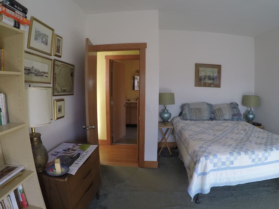 Private bedroom with adjacent private bathroom.