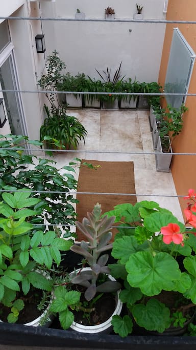 Patio privado y pequeña terraza