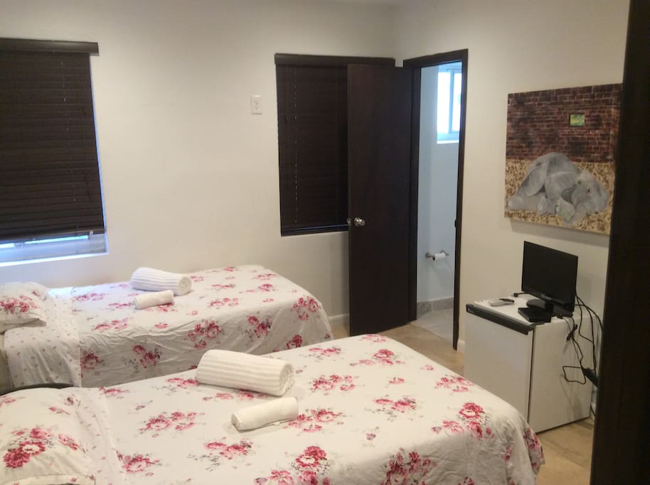 Room #1 with 2 twins and Full private bathroom