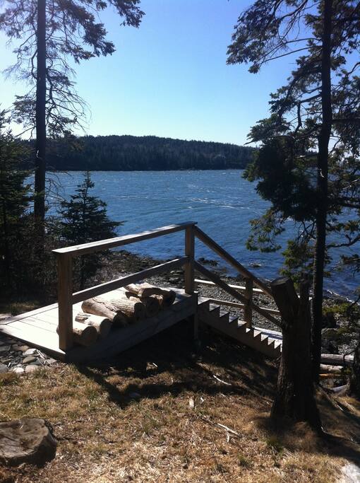 A woodland path gets you to the private beach.