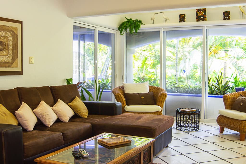 Living area, lots of comfy seating.