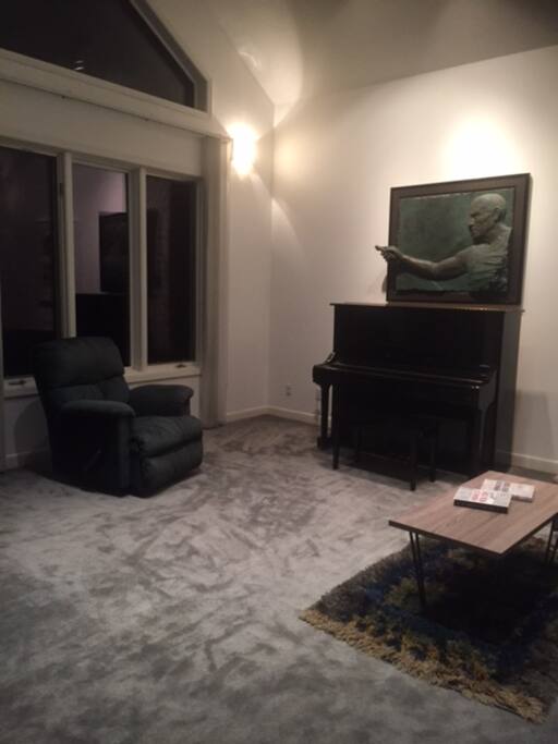 Living room with piano