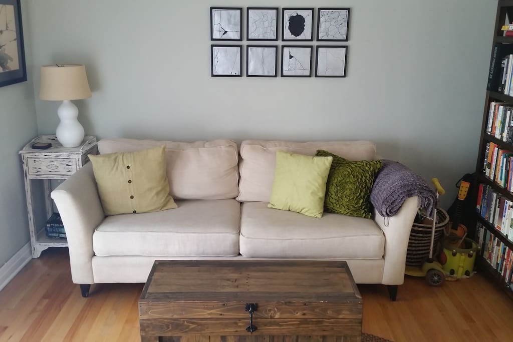 Comfy couch in living room - we bought a sectional since this photo