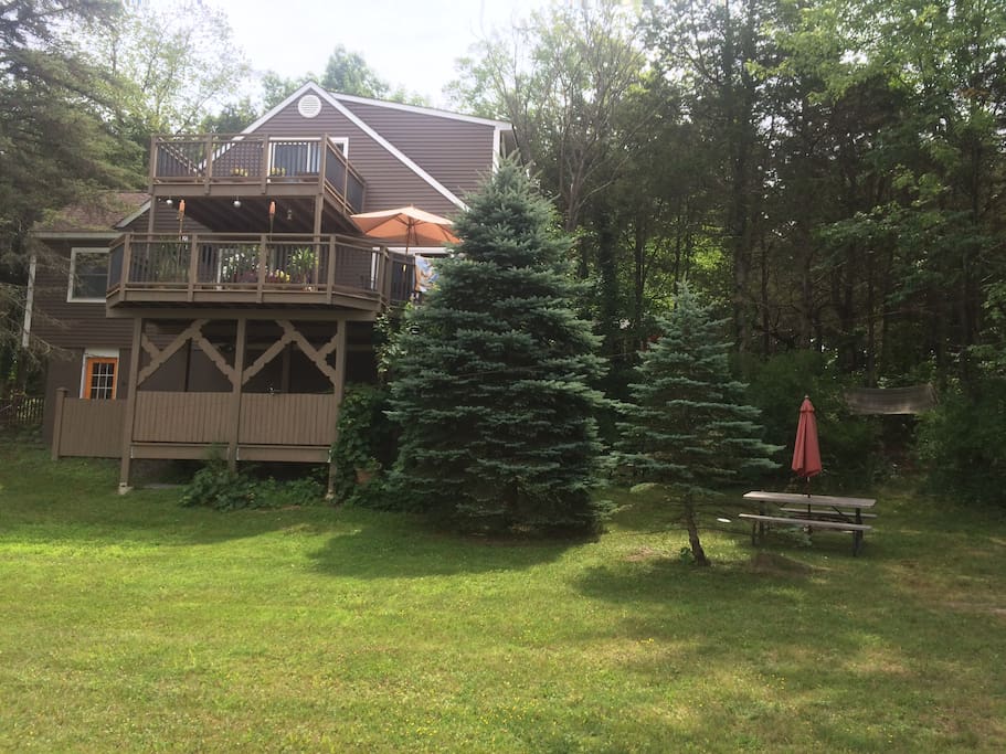 view of decks and side yard