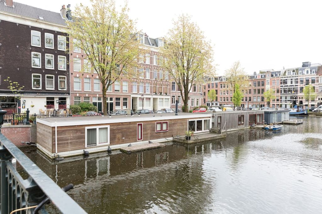view from the bridge looking at apartment.