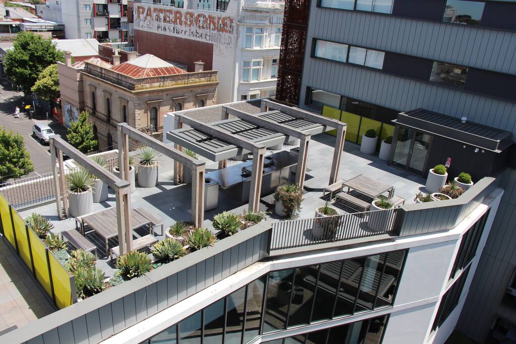 Exclusive residential outdoor spaces galore in this stunning, purposeful building. This is your actual view of the BBQ area from your top floor balcony.