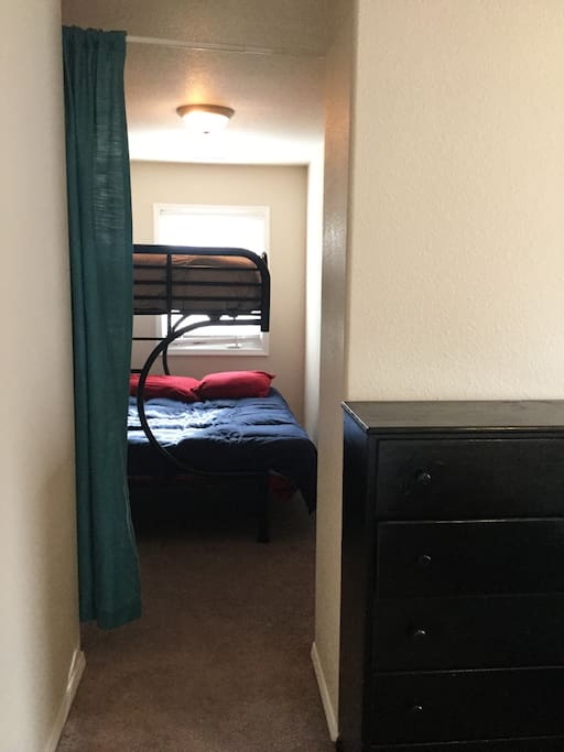 Bunk beds in the nook next to main space