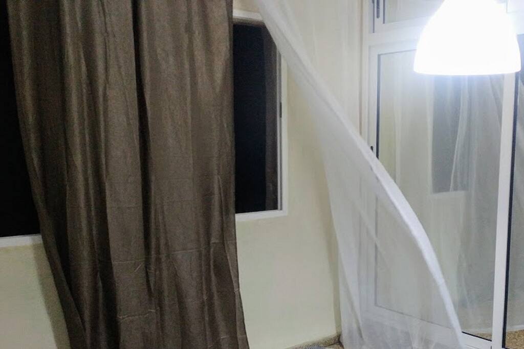 Air conditioned bedroom with mirror closet doors