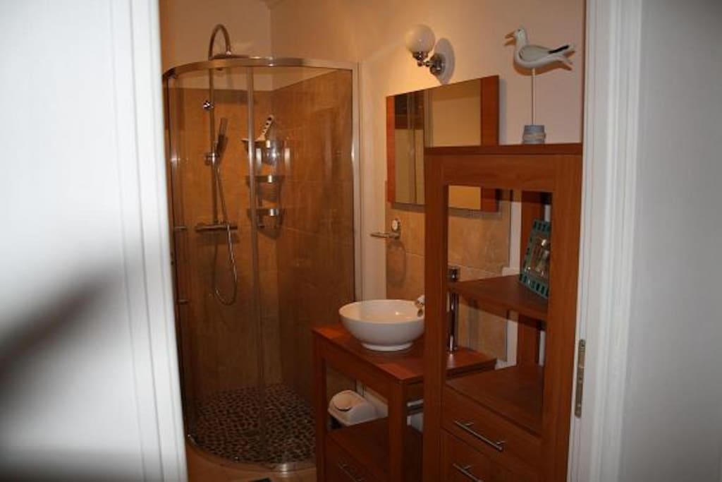 Salle de douche avec douche à l'italienne