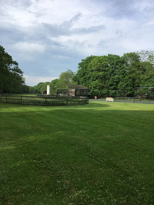 From our back deck to the tennis and pool house